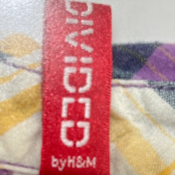 Divided by H&M Size 2 Purple Plaid Short Sleeve Front Button Top 10i - Picture 6 of 8